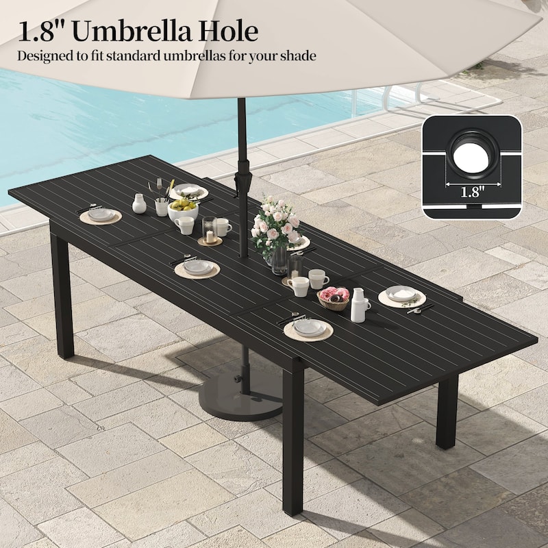 7/9/11-Piece Outdoor Dining Set with Aluminum Rectangular Extendable Patio Table and 6/8/10 Textilene Patio Chairs