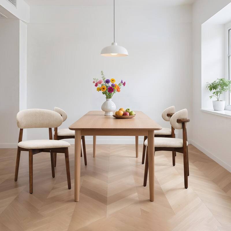 Light Camel Upholstered Dining Chair Side Chair Reception Chair Meeting Room Chair Set of 2 with Wood Legs - Light Camel