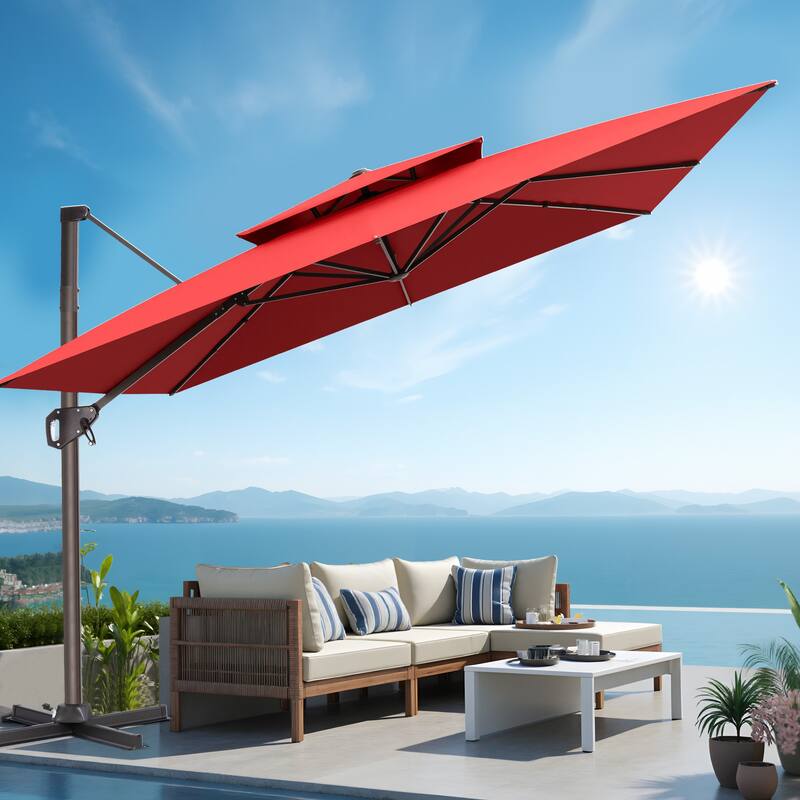 VredHom 10 X 10 ft Square Patio Cantilever-Offset Umbrella