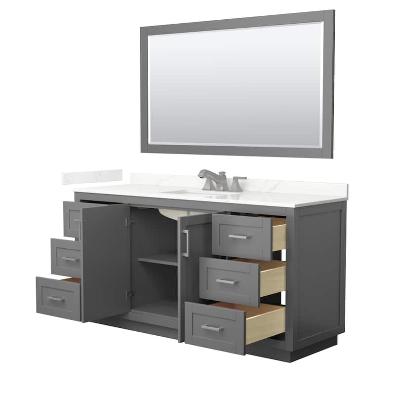Miranda 66-inch Single Vanity, Quartz Top, 58-inch Mirror
