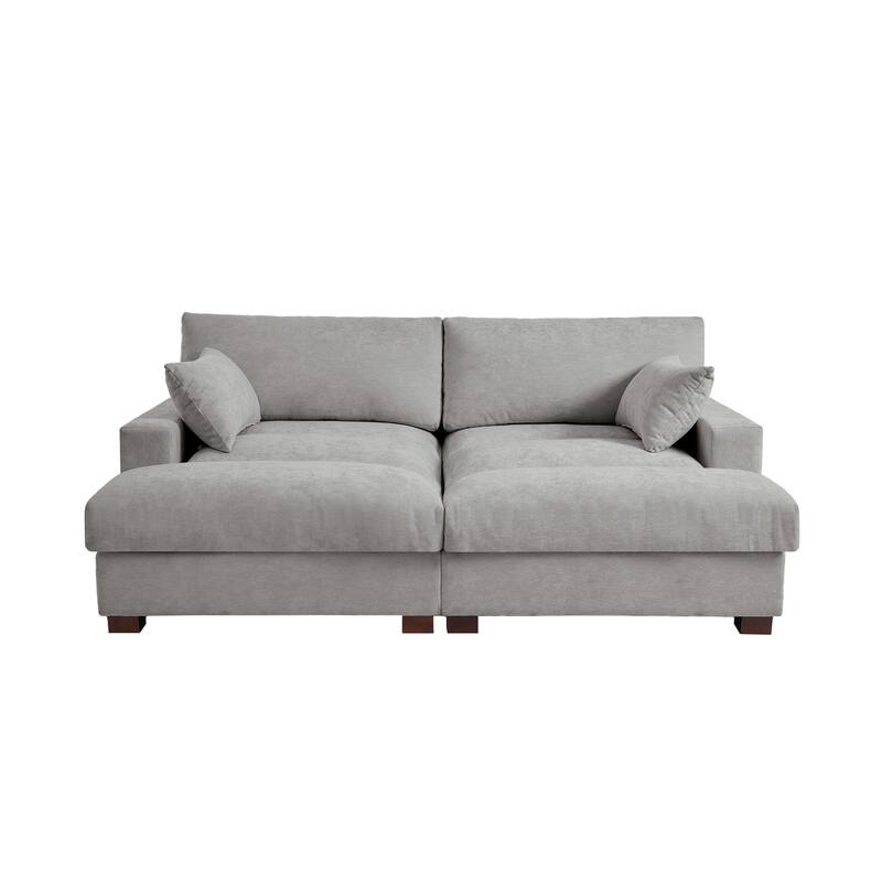 82.5"W Chenille Upholstered Sectional Modular Sofa With Chaise