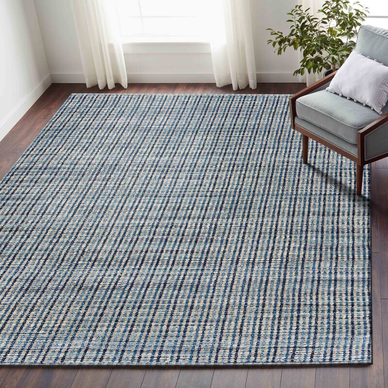 Violet Farmhouse Checkered Hand-Woven Jute Indoor Area Rug by Sevita