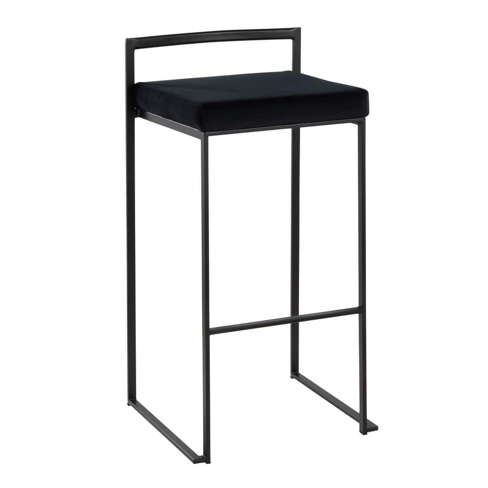 Porch & Den Forrest 30" Black Stackable Fully Welded Bar Stool (Set of 2)