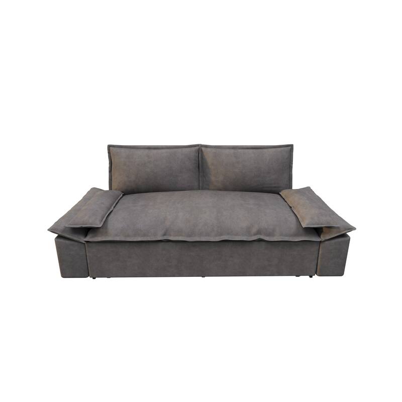 Multi-Functional 63.8" Queen Pull Out Sofa Bed with Side Storage and Wheels - 3-in-1 Convertible Sleeper Sofa