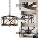 preview thumbnail 9 of 16, Modern Farmhouse 4-Light Drum Chandelier Wood Grain Lights for Dining Room - D15.5" x H76"