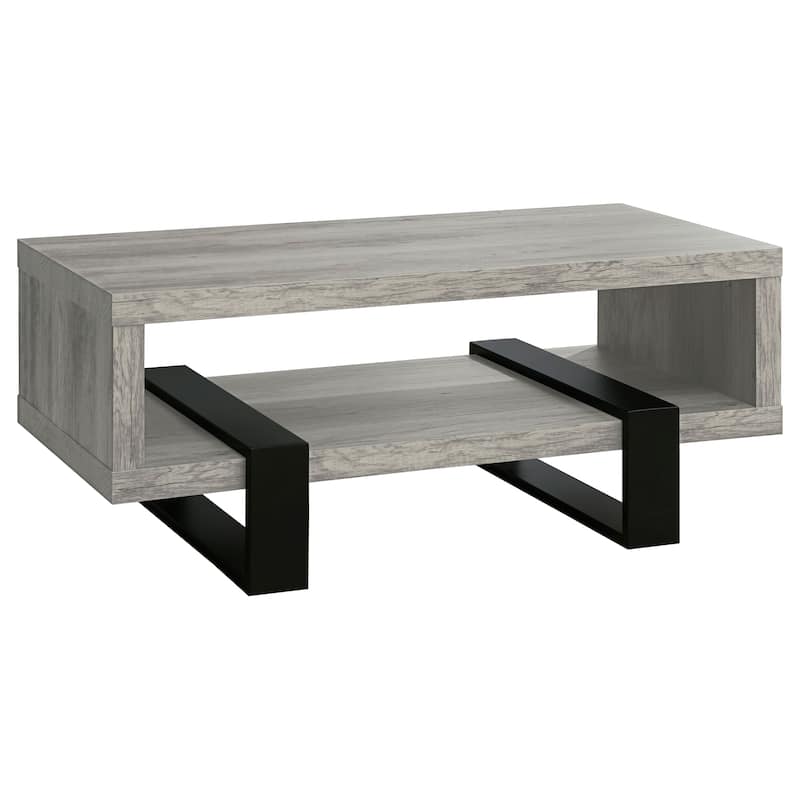 Dinard Engineered Wood Coffee Table Grey Driftwood - Grey Driftwood and Black - MDF/Laminate