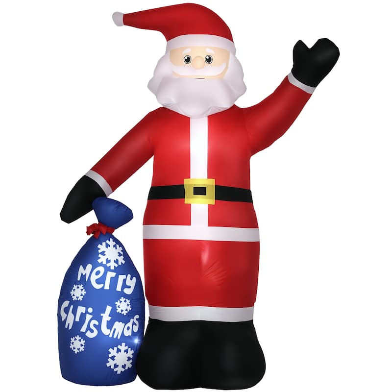Anmytek 8FT Festive Christmas Inflatable Santa - Smiling Santa with Gift Bag