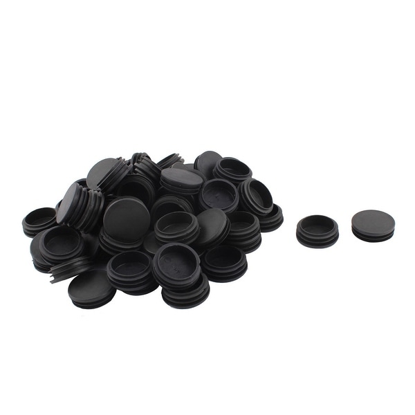Table Chair Plastic Round Tube Insert Tubing Cap Pipe Cover Black 48mm Dia 70pcs