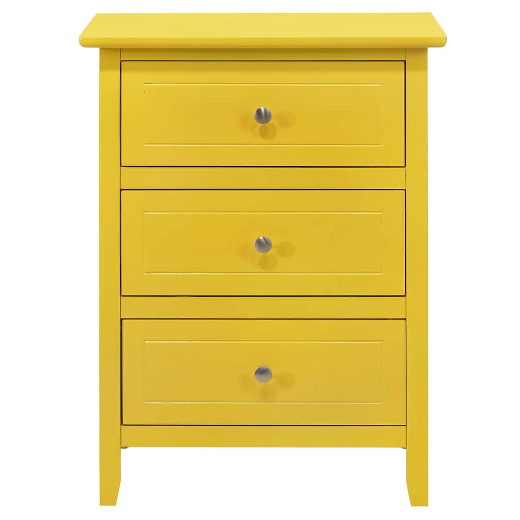 3-Drawer Wood Nightstand - 25" - Yellow