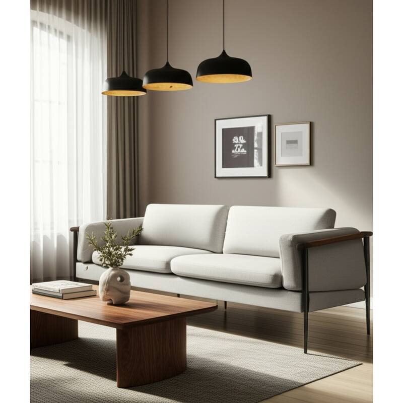 Wood and Metal Modern Accent Chair with Steel Frame and Cushioned Seat