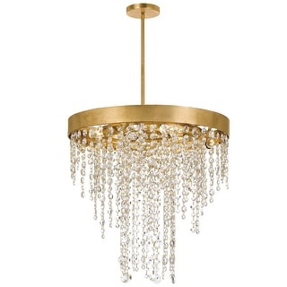 Winham 5 Light Antique Gold Crystal Chandelier - 20'' W x 19'' H