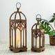 preview thumbnail 51 of 52, Glitzhome Set of 2 Wooden Church Style Decorative Lanterns Candle Holders for Wedding Mantle Entryway