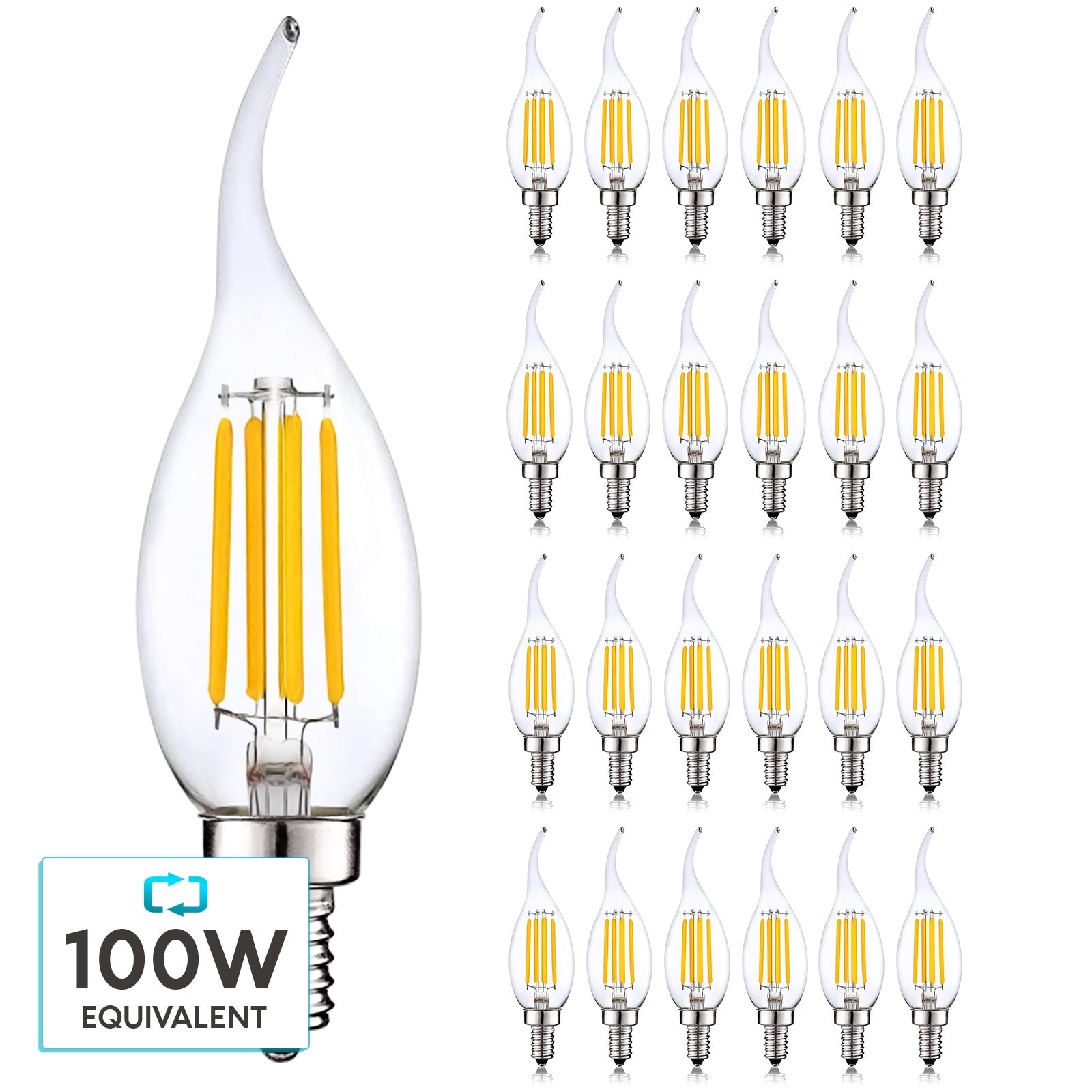 Luxrite Candelabra LED Light Bulbs 100W Equivalent 800 Lumens 7W