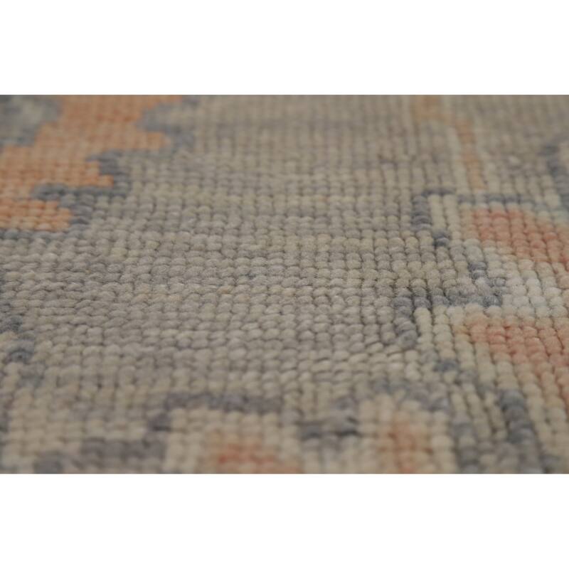 Hand Knotted Oriental 100% Wool Carpet Transitional All-Over Greys & Charcoal Oushak Area Rug - 12' 9'' X 9' 0''