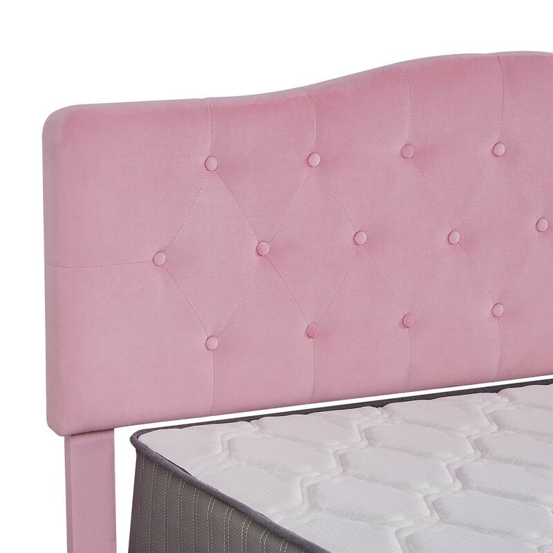 VECELO Tufted Upholstered Bed Frames With Adjustable Headboard