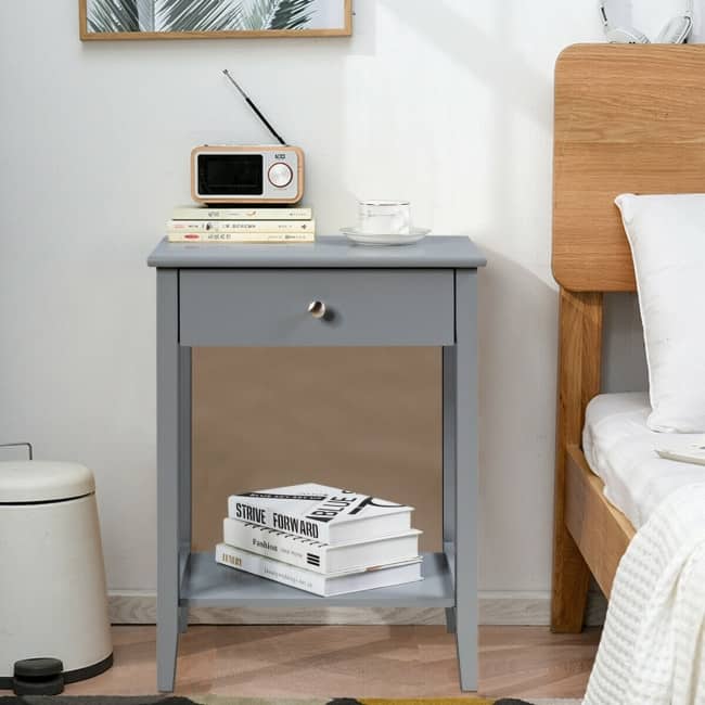 Wooden Nightstand End Table Storage Display