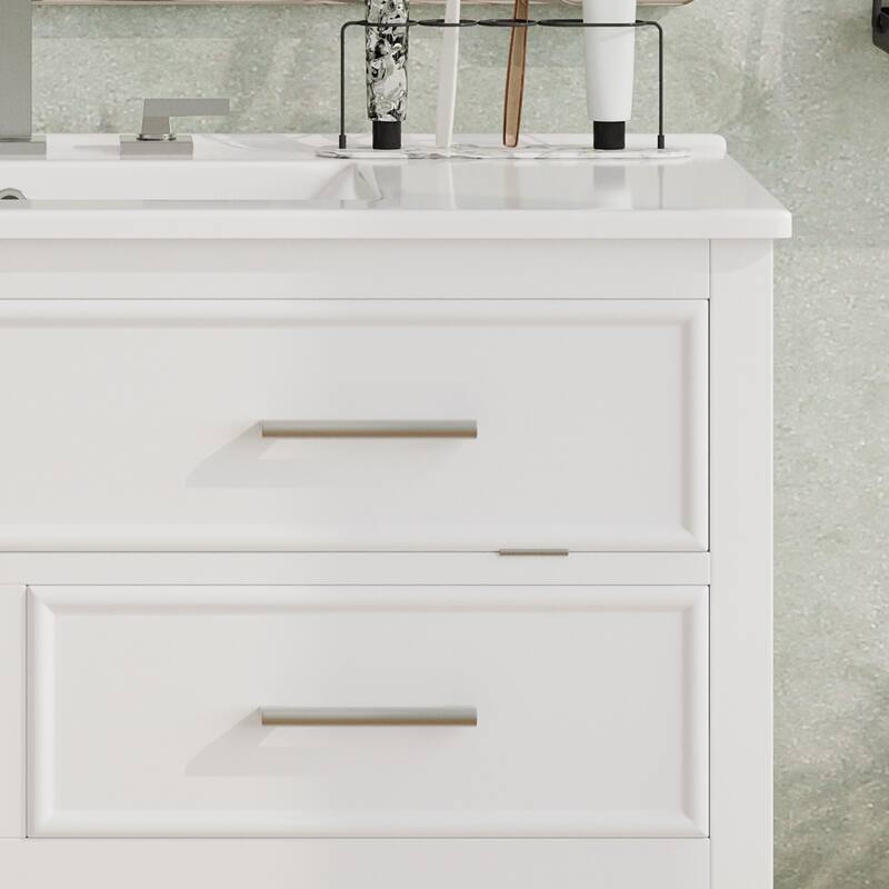 Bathroom Vanity with Sink, Multi-Functional Wood Bathroom Cabinet, Vanities Set with Open Shelf, Tip-Out Tray & 2 Drawers