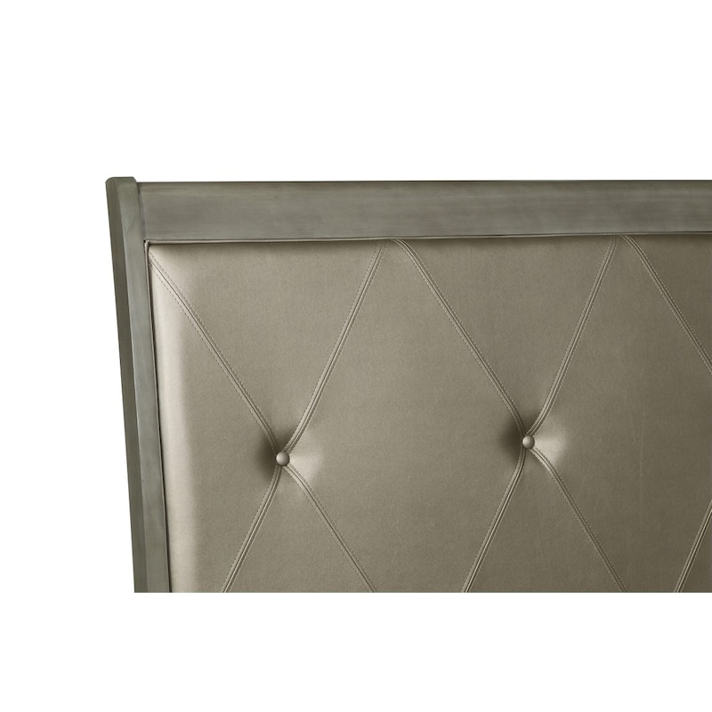 Christiane Gray Faux Leather Upholstered Tufted Bed