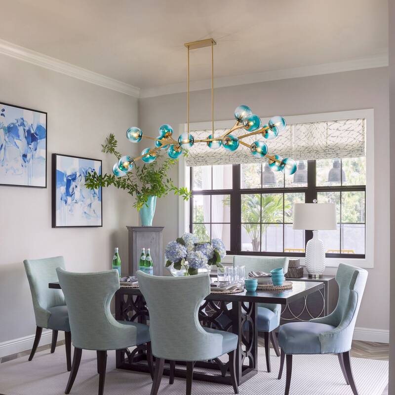 18 - Light Modern Dimmable Bubble Sputnik Linear Globe Chandelier - W68.11"