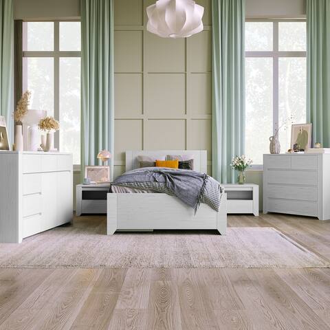 Off White Simple Style Manufacture Wood Bedroom Sets