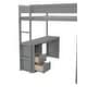 preview thumbnail 11 of 11, Full Size Loft Bed with Side-wardrobes, Ladder for Teens Gray Loft Bed with Desk Underneath Built-in 2 Drawers and Cabinet