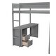 preview thumbnail 12 of 13, Gray Full Pine Wood Loft Bed w/ Wardrobes, 2-Drawer Desk w/ Cabinet