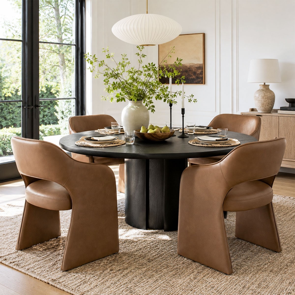 19" Seat Height Faux Leather Upholstered Dining Armchair (Set of 4)