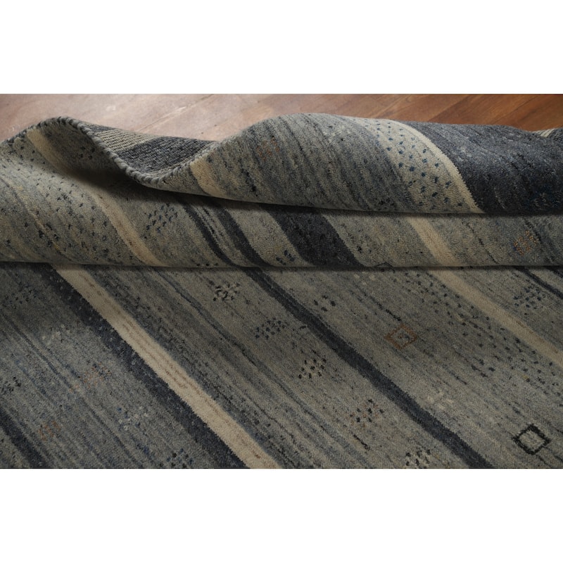 Gabbeh Indian Area Rug Handmade Bedroom Grey Wool Carpet - 5'3" x 7'6"