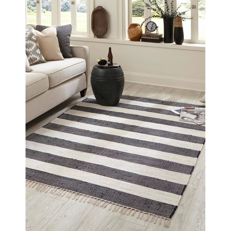 Solid/Striped Emaburn Collection Area Rug