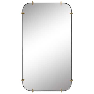 Strap Framed Rectangular Wall Mirror - 48" - Black and Gold