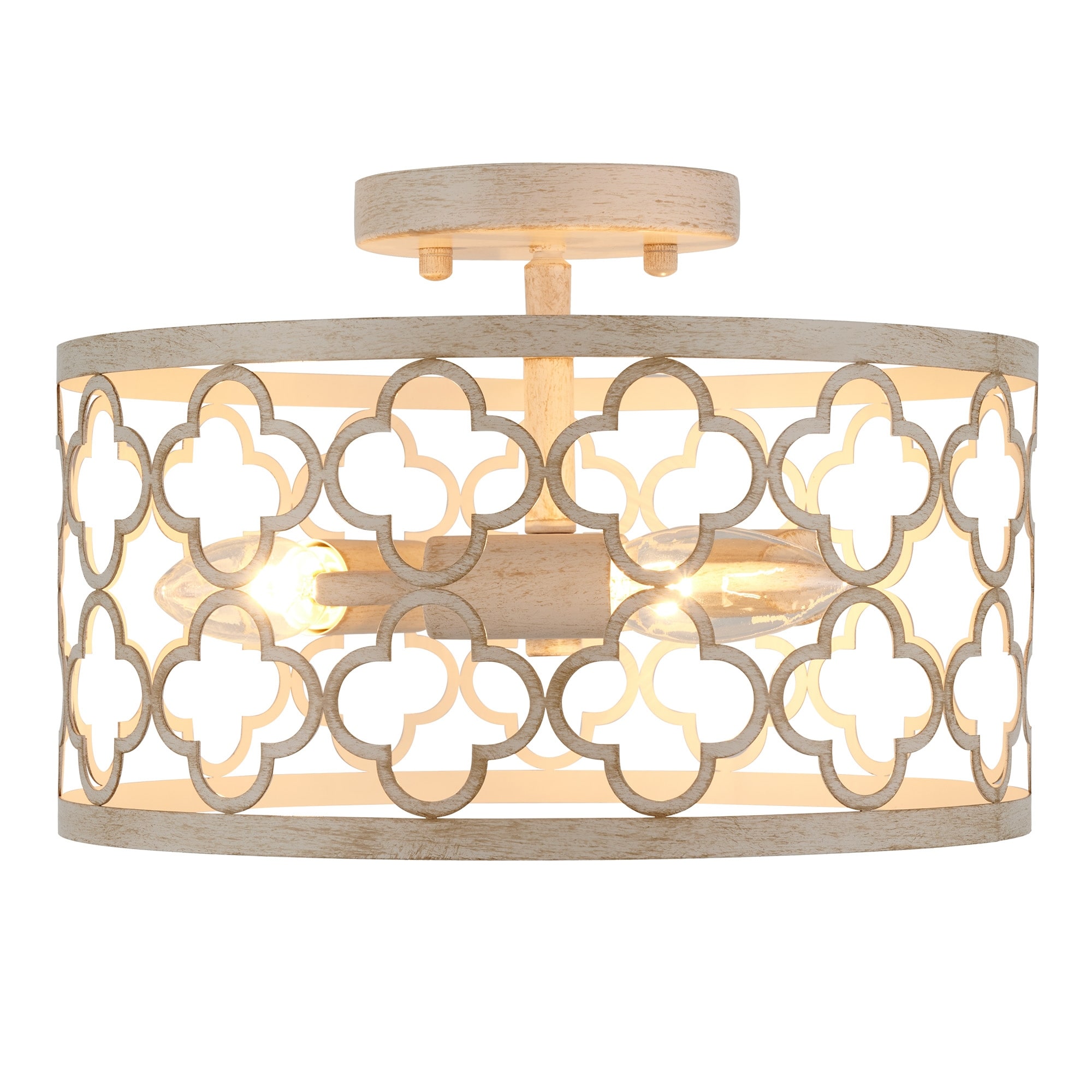 CO-Z 3-Light Vintage Semi Flush Mount Ceiling Light Fixture - On