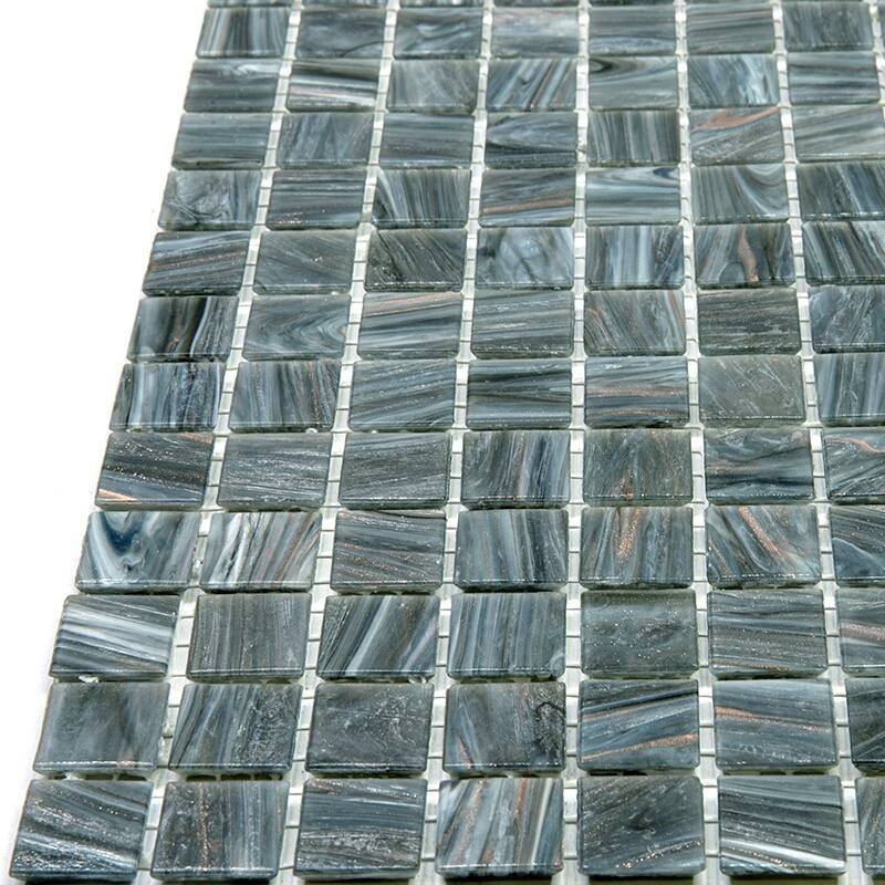 Apollo tile 12" x 12" Celestial Glossy Cosmic Gray Glass Tile (20 sq ft/case) - 20 Pack