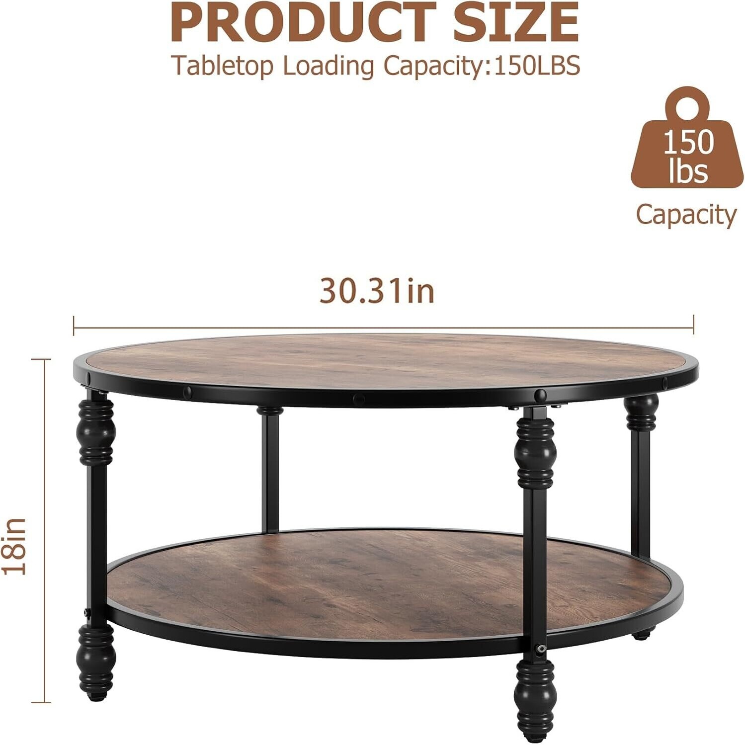 Vintage Elegant 2-Tier Coffee Table for Living Room - Bed Bath