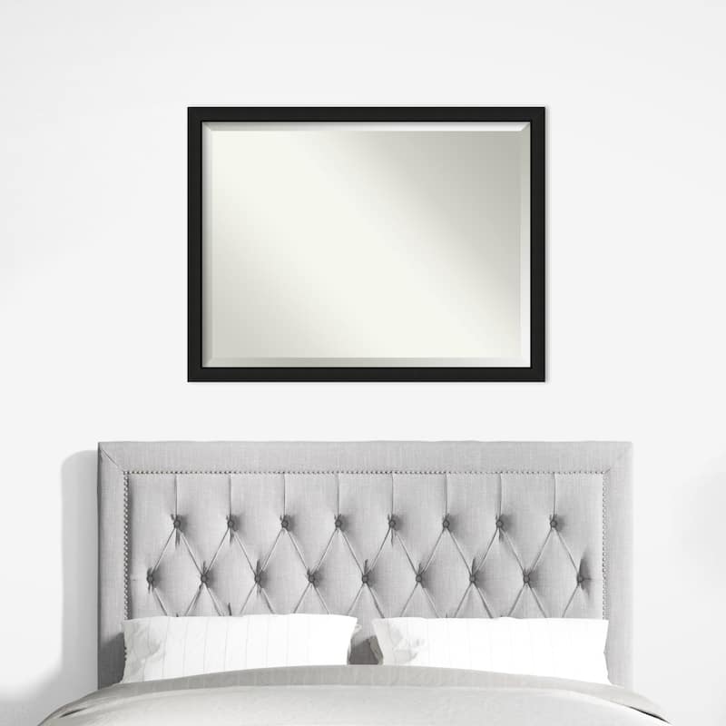 Midnight Black Narrow Beveled Wood Framed Wall Mirror - Midnight Black Narrow
