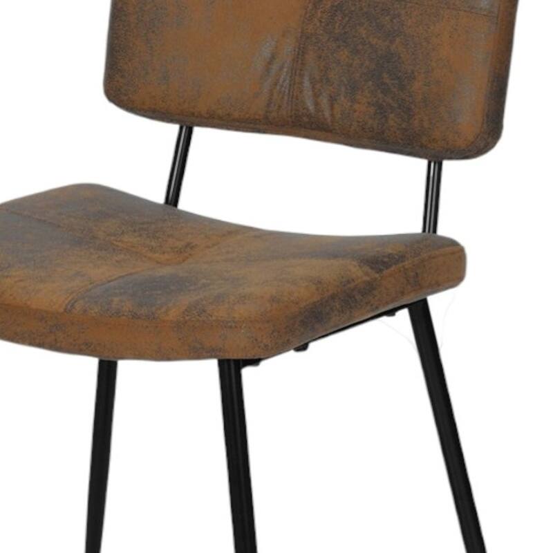 HomeRoots Set of Two Brown and Black Upholstered Suede Dining Side Chairs - 17.90 in. x 32.70 in. x 21.30 in.