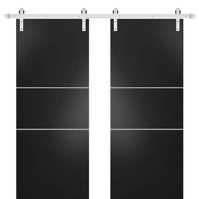 Sturdy Double Barn Door 36 x 80 with Planum 0110 Matte Black with 13FT