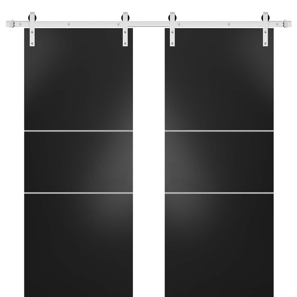 Sturdy Double Barn Door 36 x 80 with Planum 0110 Matte Black with 13FT