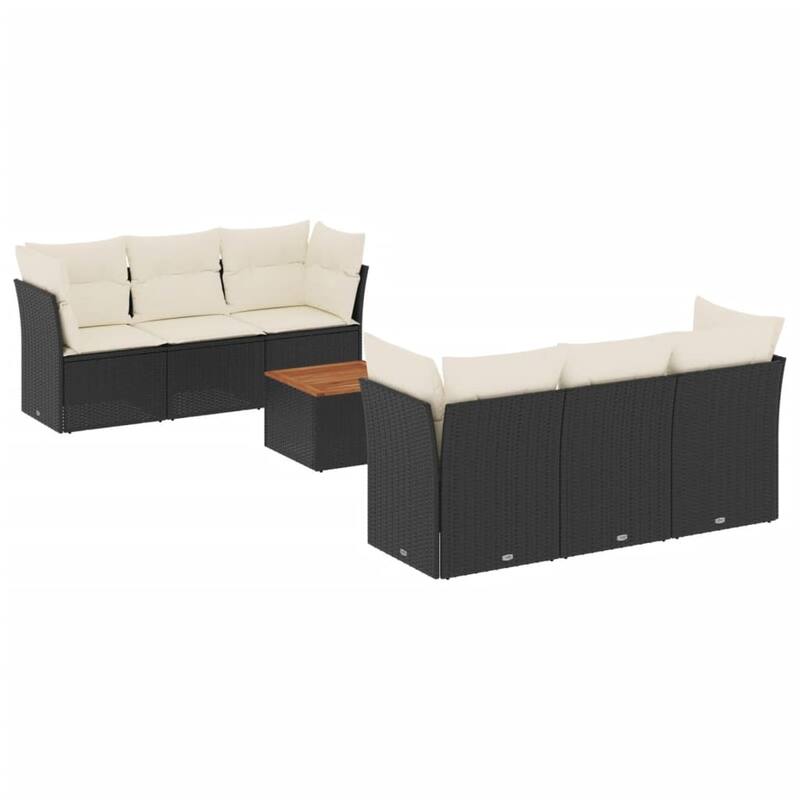 vidaXL Patio Sofa Set with Cushions Outdoor Furniture 7 Piece Poly Rattan - 21.7 x 21.7 x 14.6