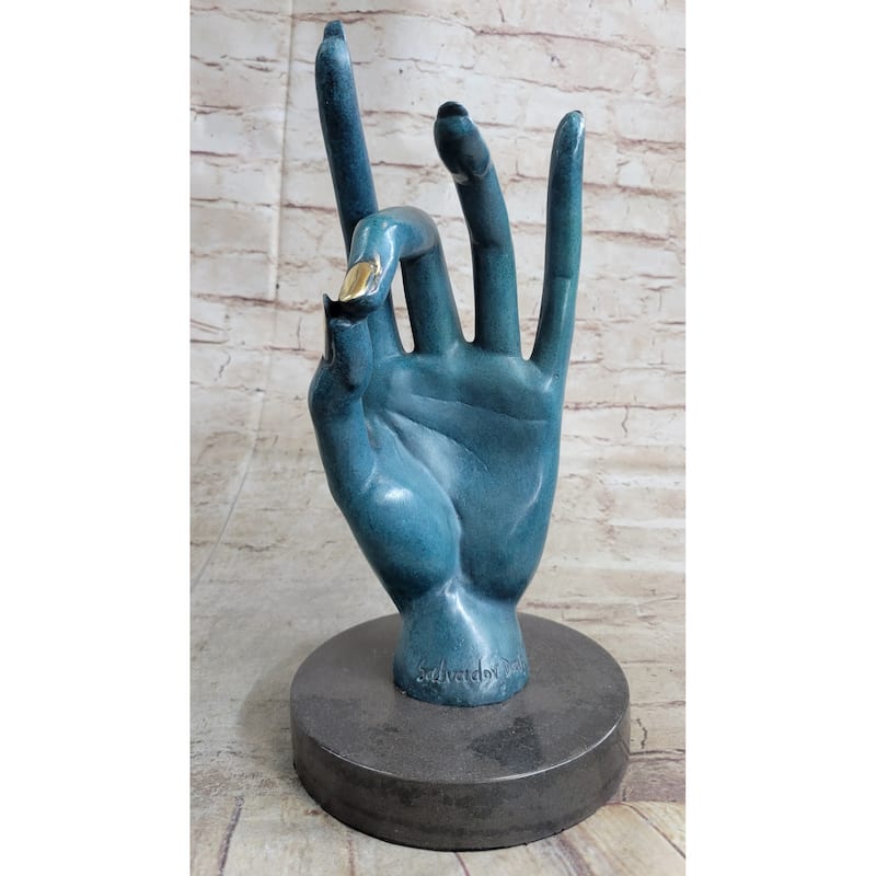 Salvador Dali Human Face Hand Made Bronze Sculpture Special Patina Statue Decor