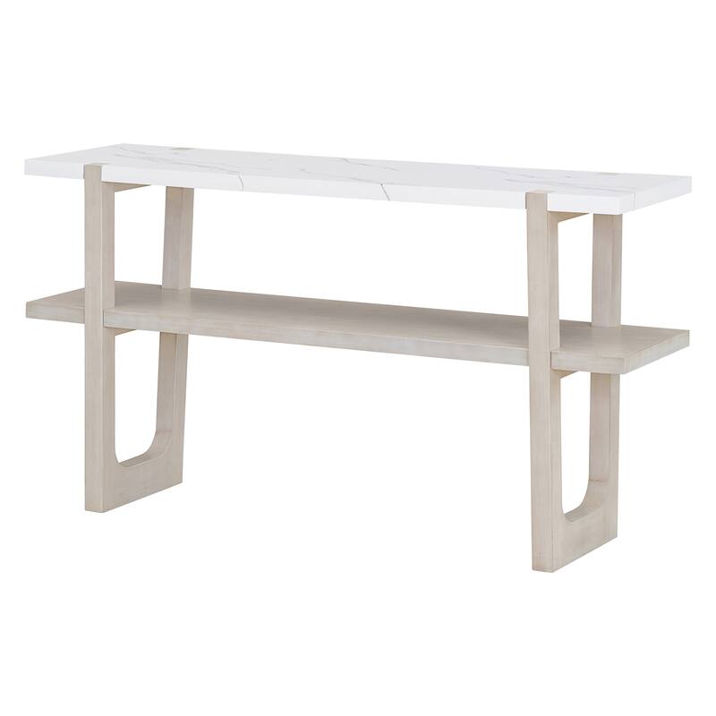 Elegant Console Table with Marble-Effect Top and Versatile Storage Solutions for Entryway and Living Room