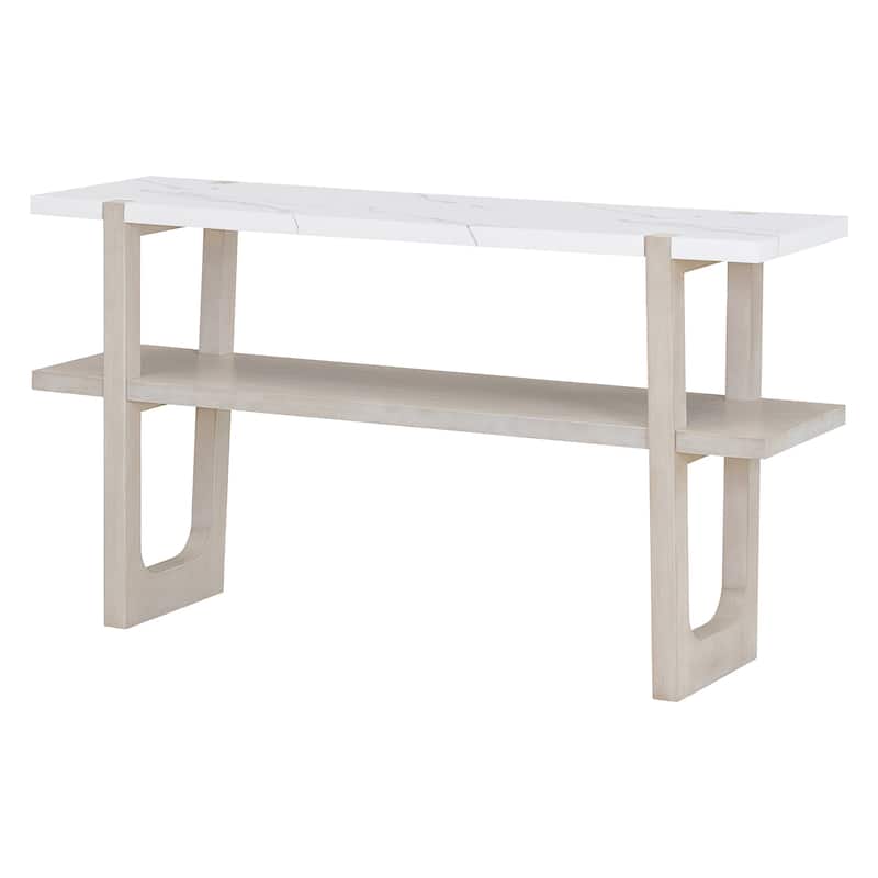 Retro Narrow Console Table with Open Shelf