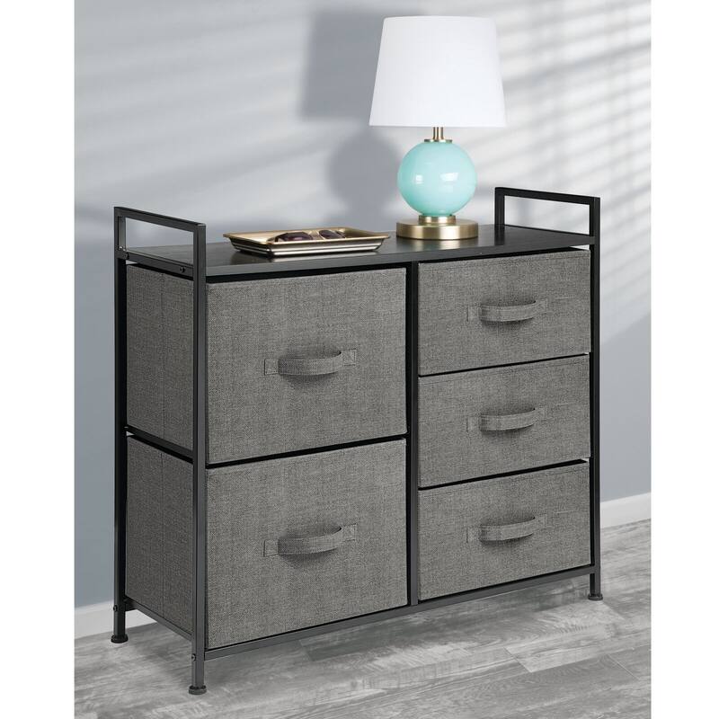 mDesign Wide Dresser Storage Tower Organizer Unit, 5 Drawers