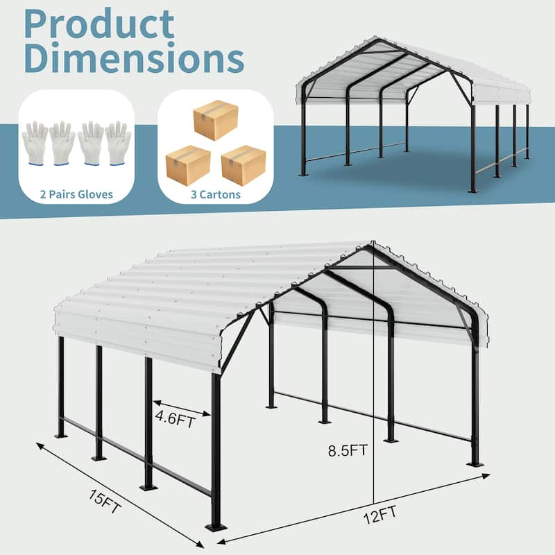 Futzca 12x20 ft Metal Carport, Outdoor Shelter Canopy