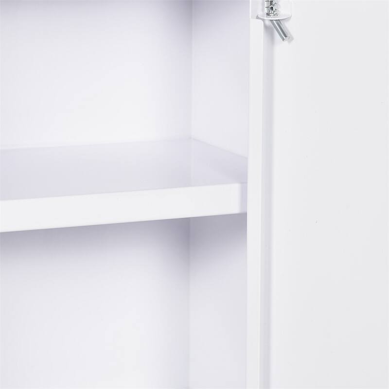 3 Tier Lockable Wall Mount Medicine Cabinet with 2 Keys for Bathroom - N/A