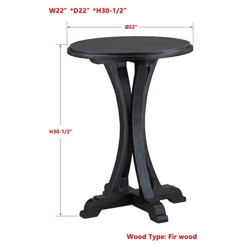 Zach Fir Wood End Table, Distressed Black