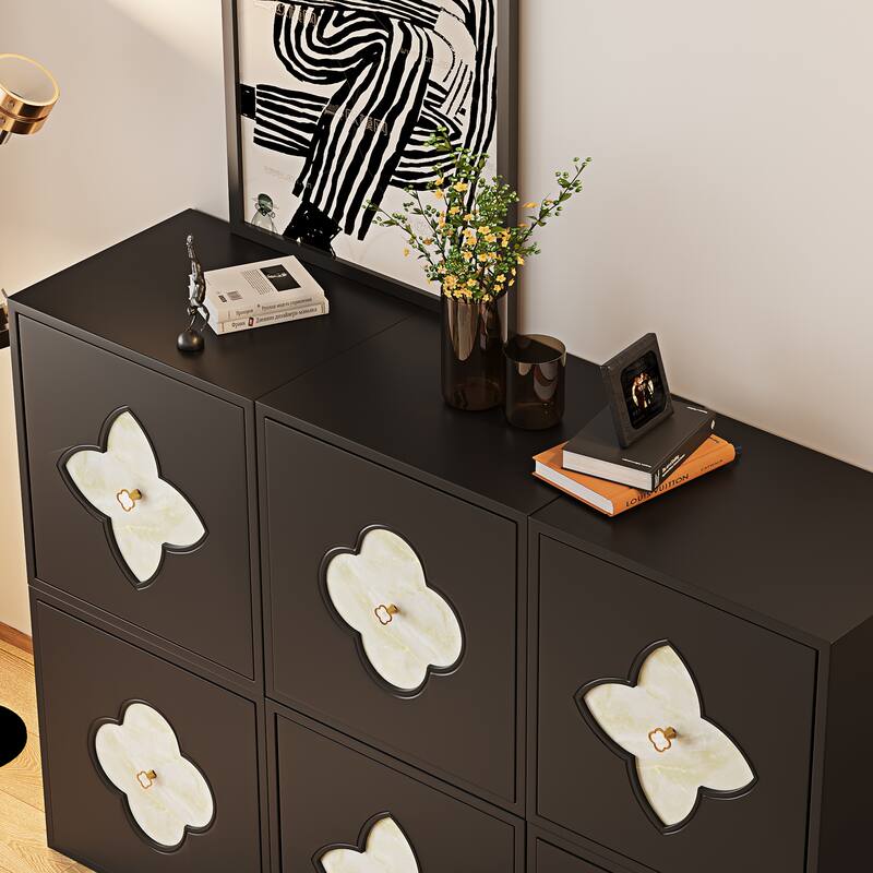 Modern 6-Door Sideboards Accent Cabinet, Modular Wooden Buffet With Storage - 58.8''