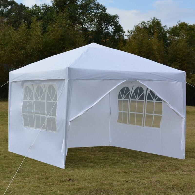 10x10FT Two Doors & Two Windows Practical Waterproof Right-Angle Folding Tent White - 10X10