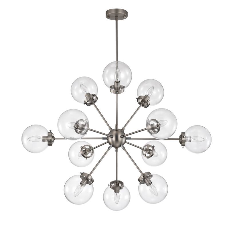 Masakee 12-light Sputnik Metal Chandelier with Clear Glass Globe Shades