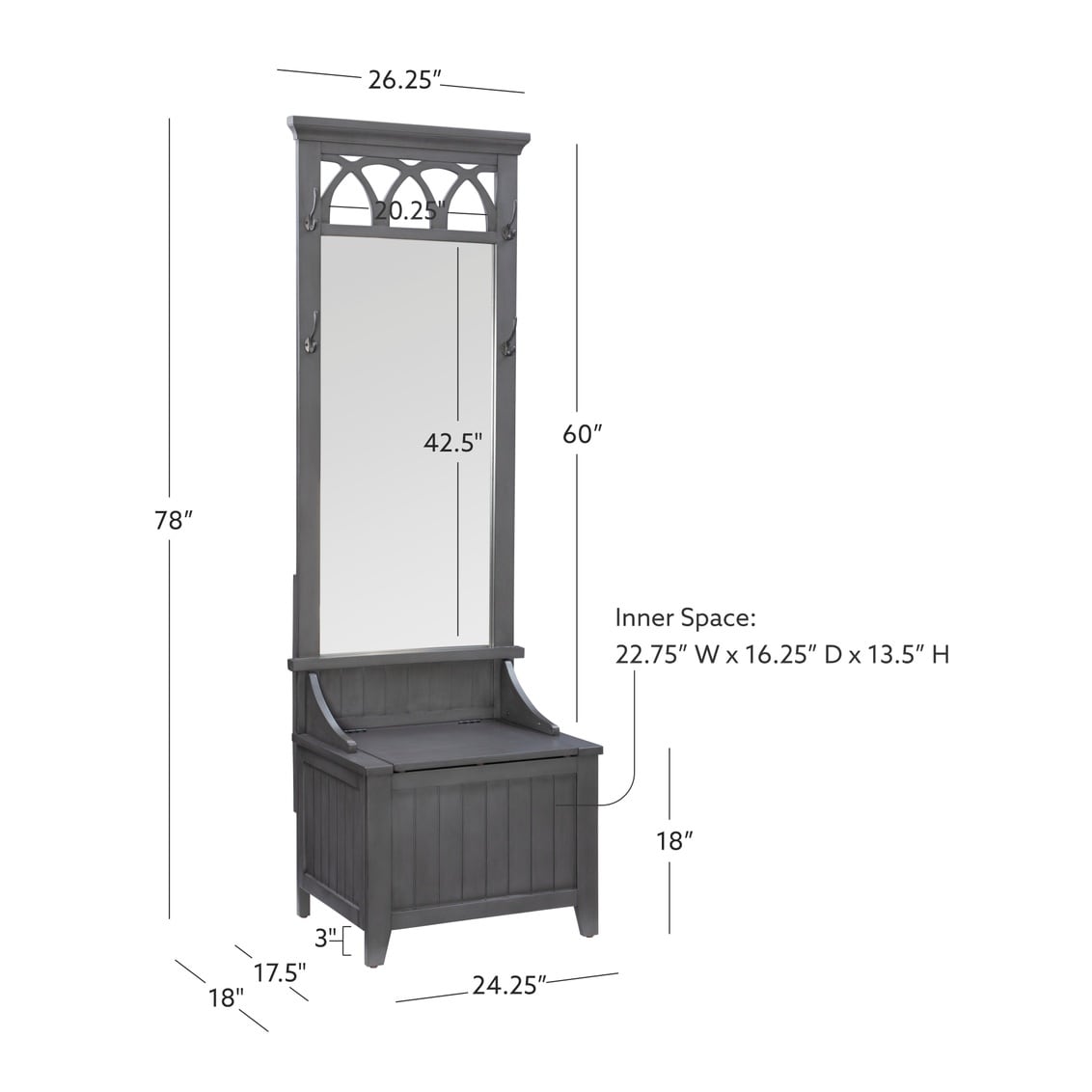 Hall tree with mirror and bench best sale