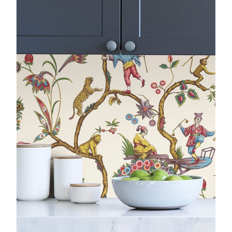 Scalamandre White Chinoise Exotique Self Adhesive Peel & Stick Wallpaper